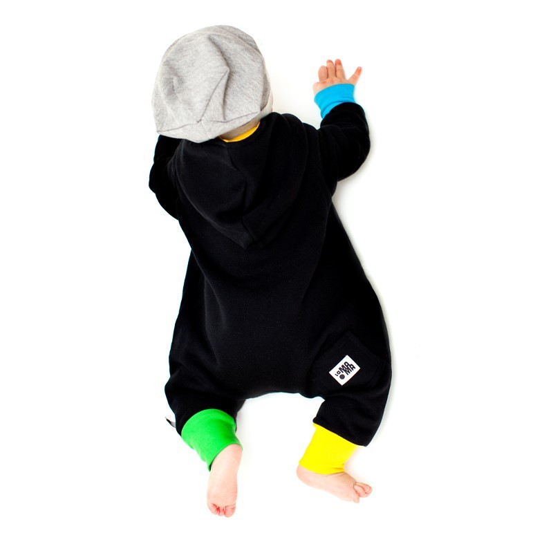 Puuvillane jumpsuit, must, suurus - 6-12 kuud (74/80)