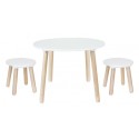 Laste laud ja 2 tooli, valge