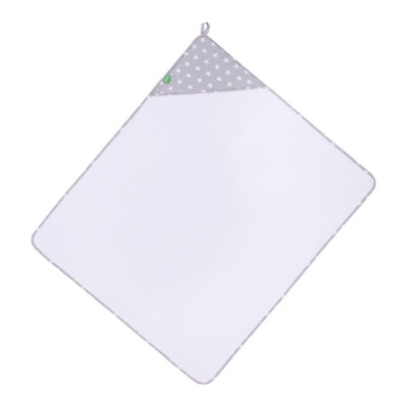 Beebi rätik kapuutsiga + pesulapp, valge/hall, tähekesed