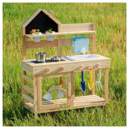 Mudaköök lastele, õuemängu köögikomplekt, sisseehitatud veepaak ja kraan