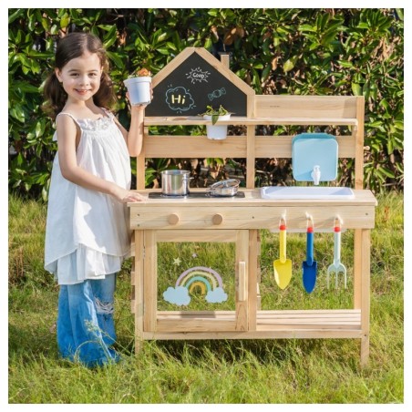 Mudaköök lastele, õuemängu köögikomplekt, sisseehitatud veepaak ja kraan