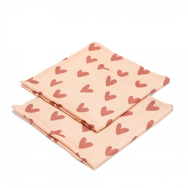 Bambusest ruudukujuline komplekt HEARTBEAT PINK