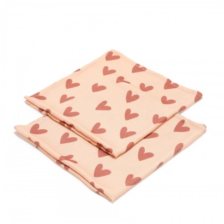 Bambusest ruudukujuline komplekt HEARTBEAT PINK