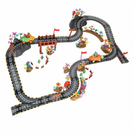 Magnetiline autode võidusõidurada 2 helendavat sõidukit 310 elementi