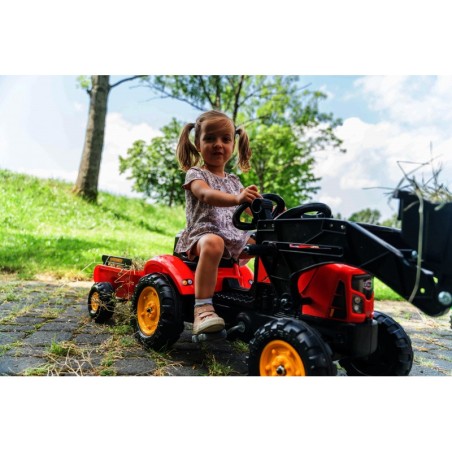 FALK Supercharger Traktor punane avatav kapott koos haagise + kopaga alates 2 aastast
