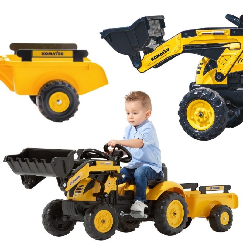 FALK Komatsu pedaaltraktorekskavaator koos haagise ja kopaga