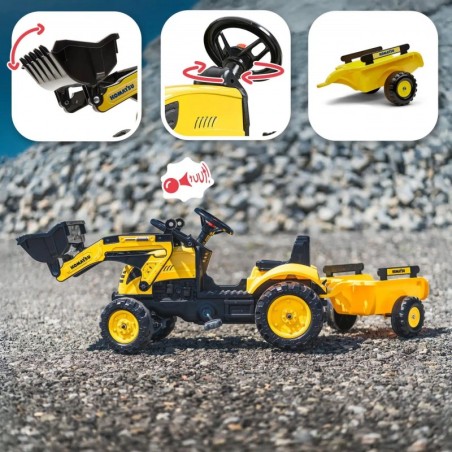 FALK Komatsu pedaaltraktorekskavaator koos haagise ja kopaga