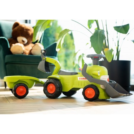 FALK Claasi peal sõitev traktor koos haagise, laaduri ja kopaga