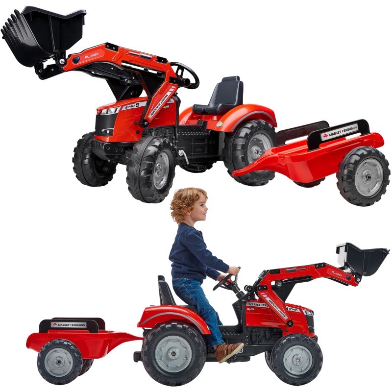 FALK Massey Ferguson punane pedaaliga traktor koos haagisega alates 3 aastast
