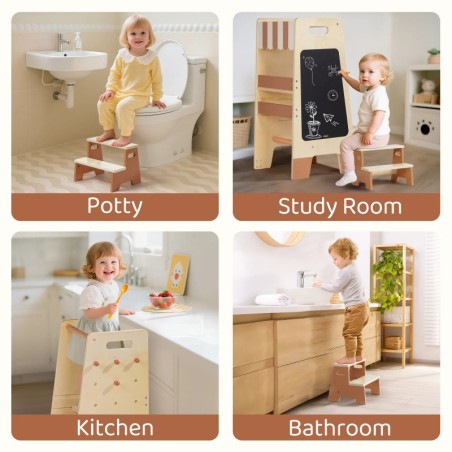 Laste köögiabiline astmepink tahvel puidust, pruun