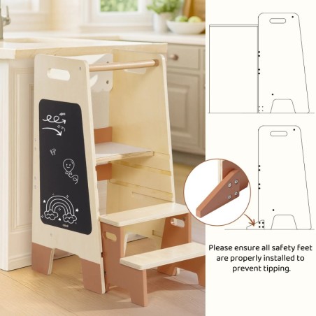 Laste köögiabiline astmepink tahvel puidust, pruun