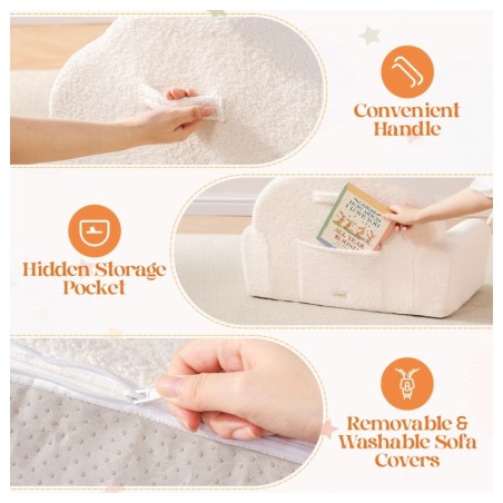 Laste pehme tugitool valge