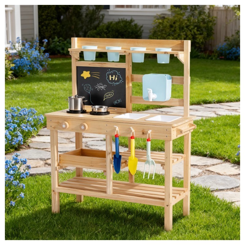 Mudaköök veekraaniga, naturaalsest puidust, topeltvalamute ja lisatarvikutega