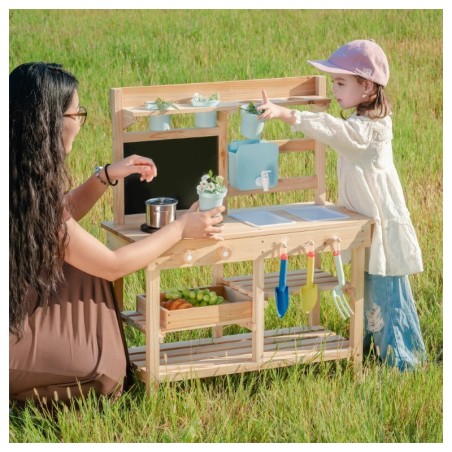 Mudaköök veekraaniga, naturaalsest puidust, topeltvalamute ja lisatarvikutega