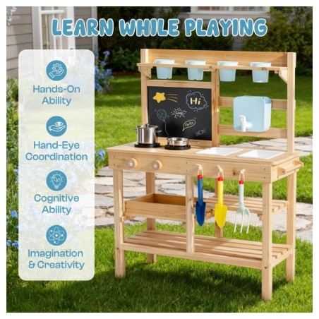 Mudaköök veekraaniga, naturaalsest puidust, topeltvalamute ja lisatarvikutega