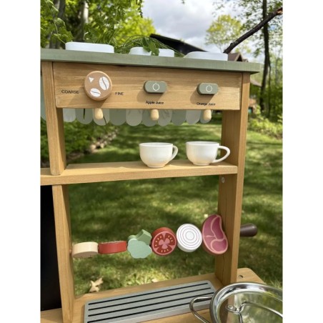 Laste mudaköök, puidust õuekök, BBQ grillifunktsiooniga