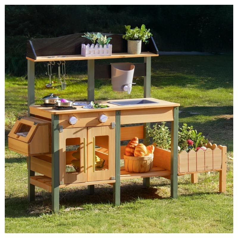 Puidust laste mudaköök, õueköök, valamu ja panipaik