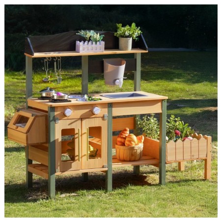 Puidust laste mudaköök, õueköök, valamu ja panipaik