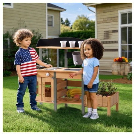 Puidust laste mudaköök, õueköök, valamu ja panipaik