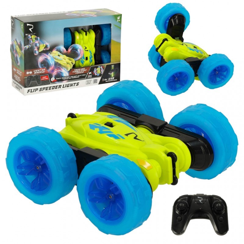 RC Revolt Flip Speeder kaugjuhtimispuldiga auto helendavate ratastega