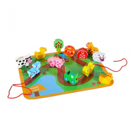 Puidust klotsid nöörimismäng, talu