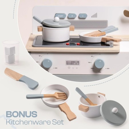 Puidust laste mänguköök montessori sinine