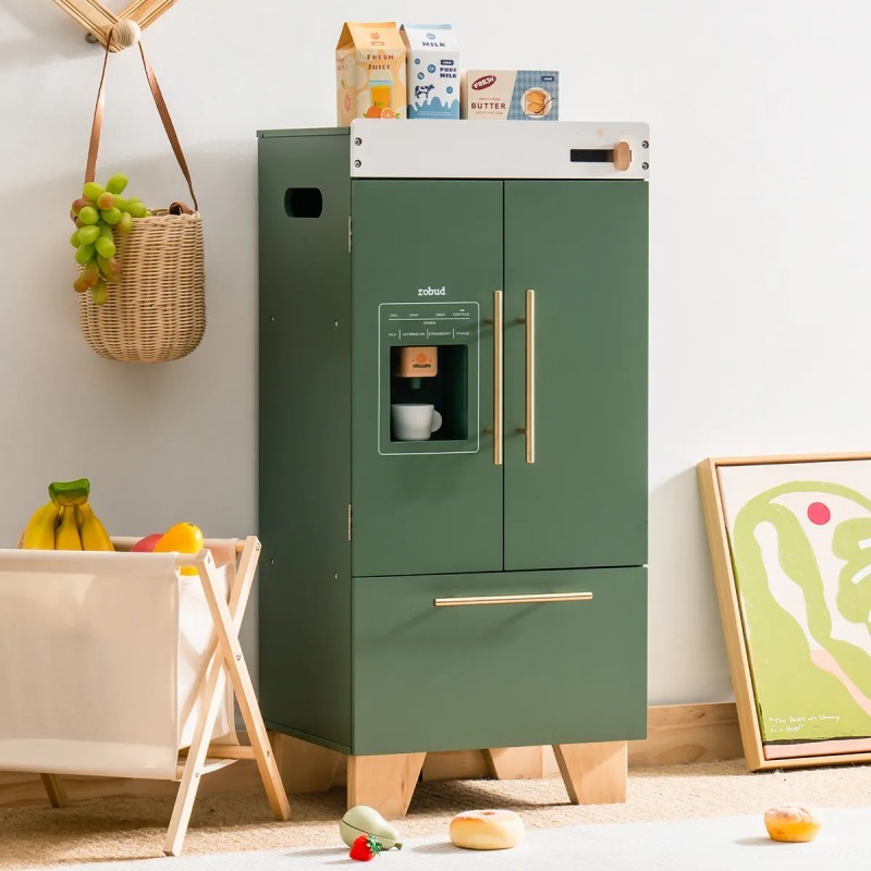 Puidust laste mängu külmkapp vintage green