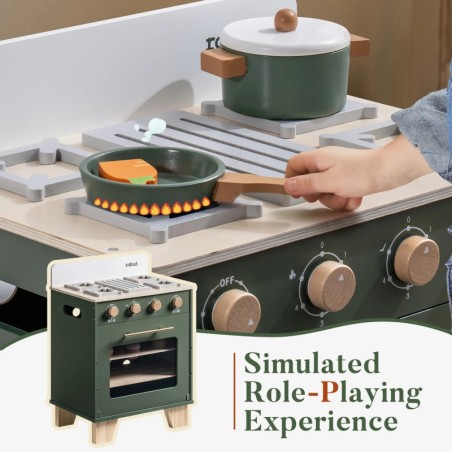 Puidus laste mängu ahi vintage green