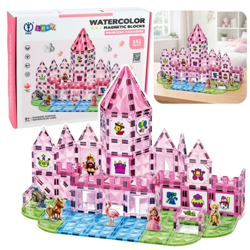 Magnetklotsid printsess paradiis roosa, 142 osaline