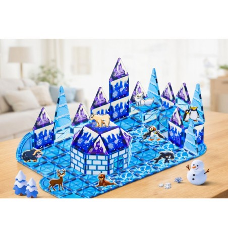 Magnetklotsid jäämaailm loomafiguurid sinised 94 tk.