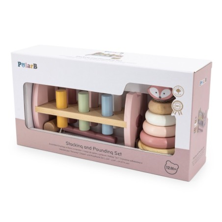 VIGA PolarB puidust püramiid + haamrimäng Montessori Fox