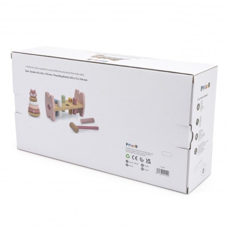 VIGA PolarB puidust püramiid + haamrimäng Montessori Fox