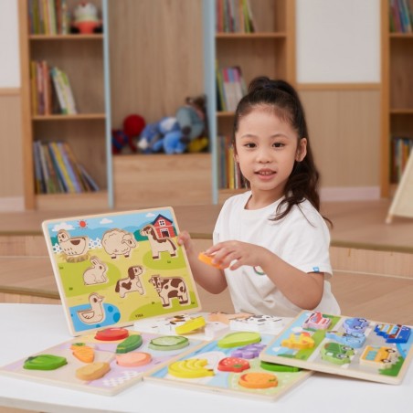 Viga puidust pusle monssori 2-in-1 taimsed figuurid
