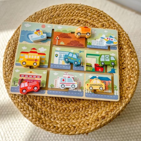 TOOKY TOY Puidust labürindisõidukite pusle