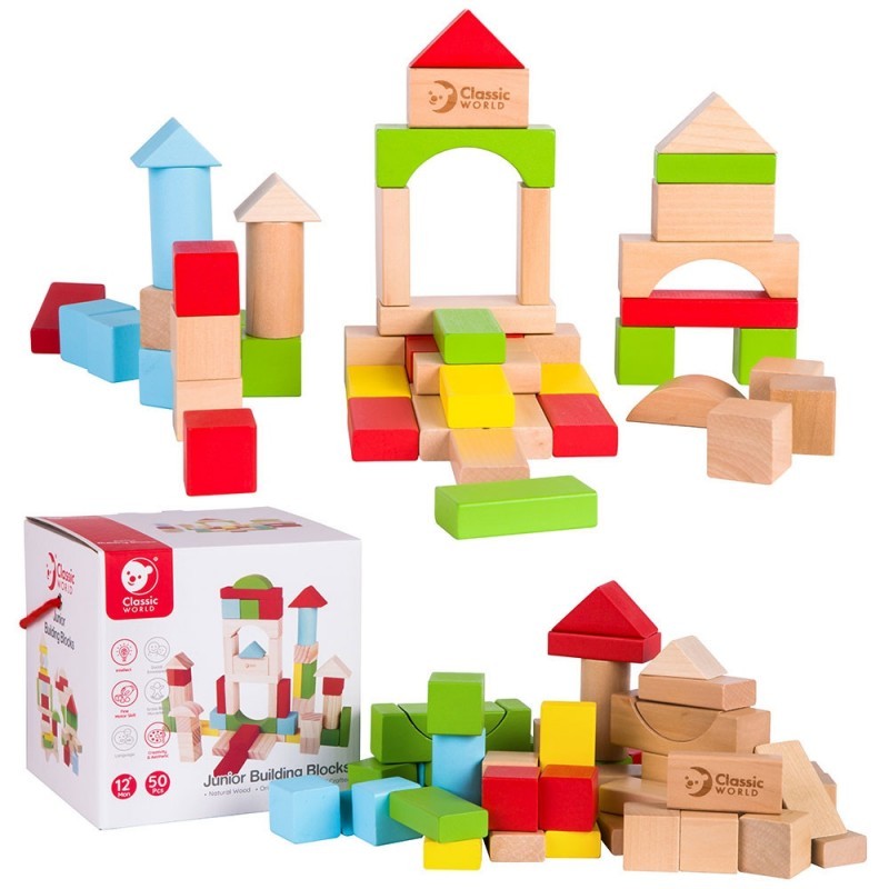 CLASSIC WORLD puidust klotsid lastele 50 tk.