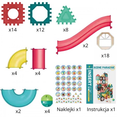 Magnetilised ehitusplokid 3D õppekomplekt pallirada 68 tk.