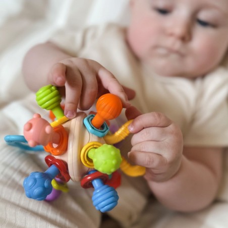 Beebi pehme kõristi 2in1 närimismänguasi, sensoorne mänguasi imikutele 0 m+