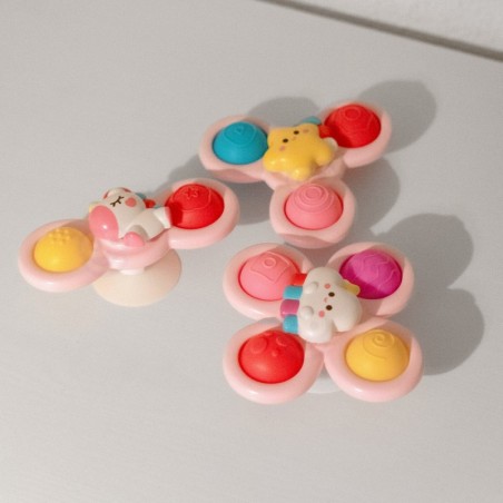 Beebimänguasi Space Spinner Pop-it Sensory Mänguasi Vahetatav 3 tk Roosa.