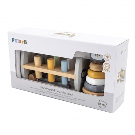 Komplekt puidust püramiid + Montessori pingviini haamrimäng