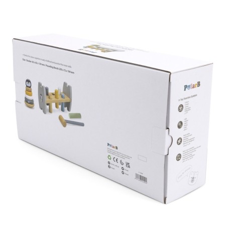 Komplekt puidust püramiid + Montessori pingviini haamrimäng