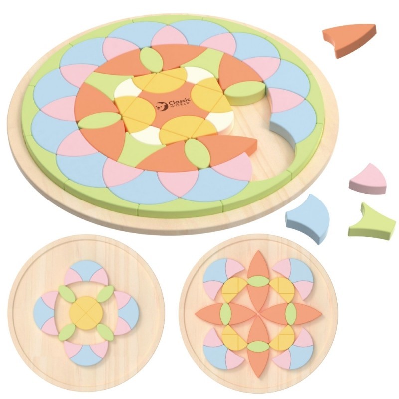 Pastell Mandala Montessori mosaiik lilled