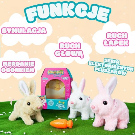 Interaktiivne pehme jänes mänguasi porgandiga valge