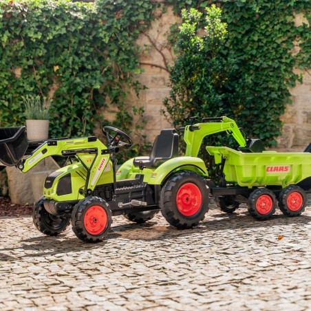 FALK CLAAS AVEC Roheline pedaalidega traktor koos haagisega alates 3 aastast