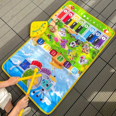 Muusikaline matt lastele interaktiivne klaver ja trummid 2 ühes