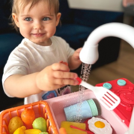 Kaks ühes köögivalamu lastele, roosa