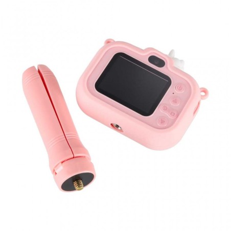 Laste digitaalne kaamera fotoaparaat statiivil, ükssarvik, roosa