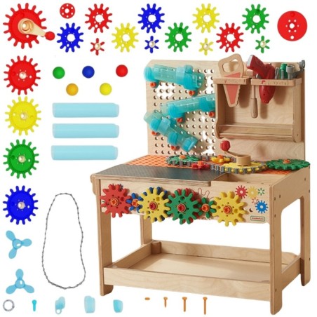 MASTERKIDZ puidust Montessori STEM töötuba koos tööriistade ja tarvikutega