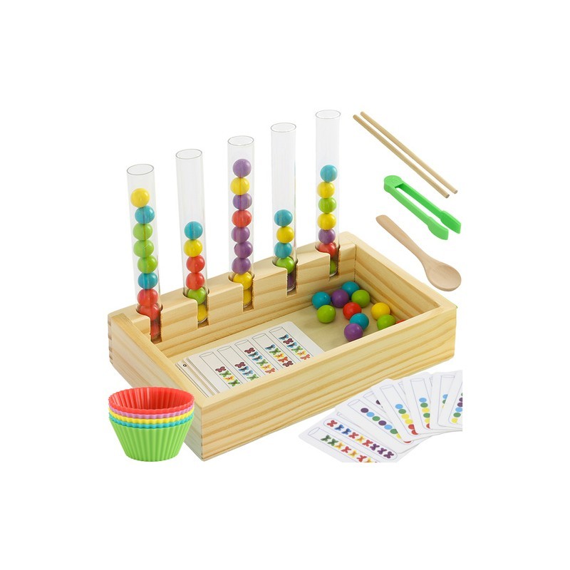 Puidust Montessori hariv pusle sorteerija värvide loendamine