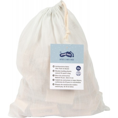 Puidust ehitusklotsid naturaalsed 50 tk kotis
