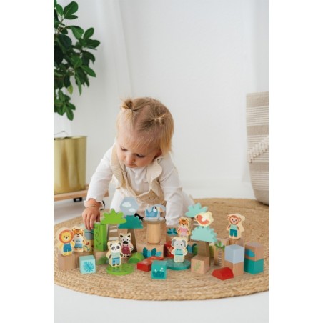 Puidust ehitusklotsid "Džungli sõbrad"